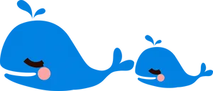 Happy Whaleand Calf Clipart PNG Image