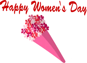 Happy Womens Day Floral Greeting PNG Image