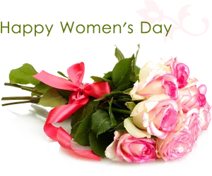 Happy Womens Day Roses Celebration PNG Image