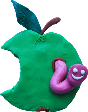 Happy Wormin Bitten Apple PNG Image