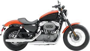 Harley Davidson Orange Black Motorcycle PNG Image