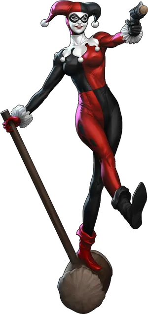 Harley Quinn Classic Costume Pose PNG Image