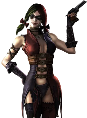 Harley Quinn Classic Costume Pose PNG Image