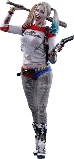 Harley Quinn Classic Costume Pose PNG Image