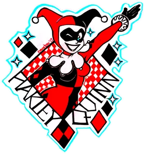 Harley Quinn Classic Pose Sticker PNG Image