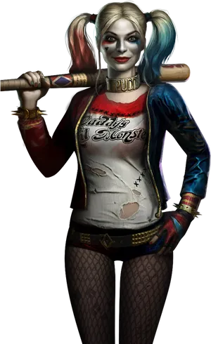 Harley Quinn With Bat PNG Image