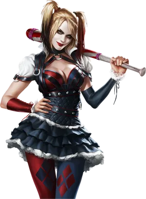 Harley Quinn With Bat PNG Image