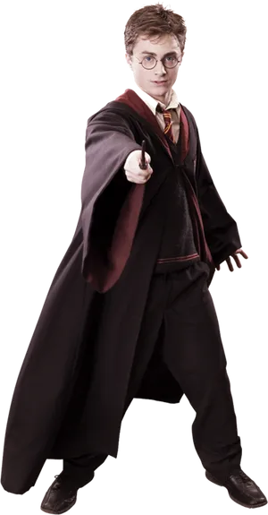 Harry Potter Wand Ready Pose PNG Image