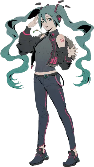 Hatsune Miku Casual Pose PNG Image