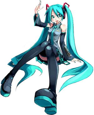 Hatsune Miku Vocaloid Pose PNG Image