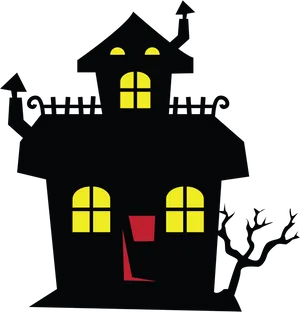 Haunted House Silhouette PNG Image