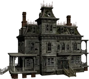 Haunted House3 D Model PNG Image