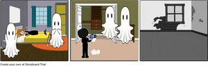 Haunted Trio Comic Strip PNG Image