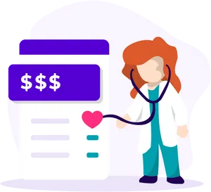 Healthcare Costs Management Illustration PNG