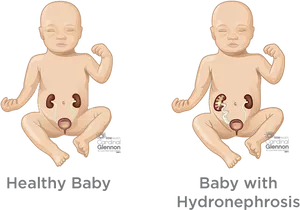 Healthyvs Hydronephrosis Baby Comparison PNG Image