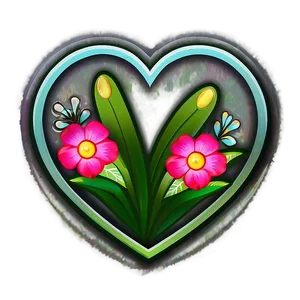 Heart And Flowers Illustration Png Bsc PNG Image