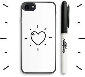 Heart Doodle Phone Caseand Marker PNG Image