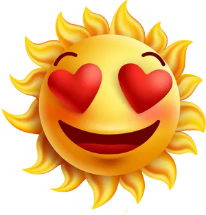 Heart Eyes Sun Emoji Transparent Background PNG Image