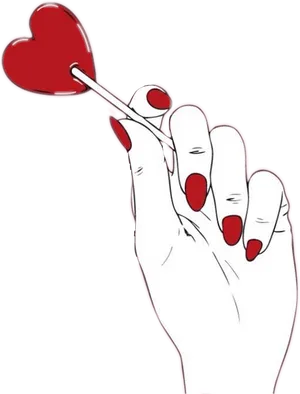 Heart Lollipop Hand Illustration PNG Image