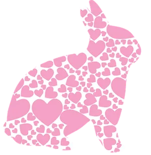 Heart Patterned Bunny Silhouette PNG Image