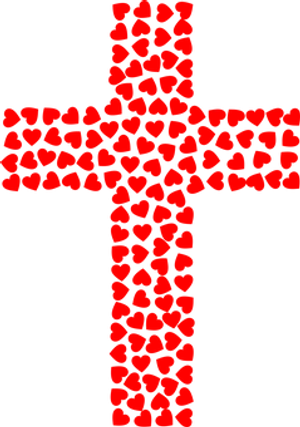 Heart Patterned Cross PNG Image