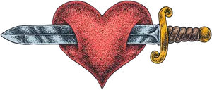 Heart Piercedby Dagger Tattoo Design PNG Image