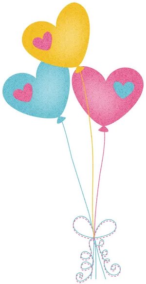 Heart Shaped Balloons Illustration PNG Image