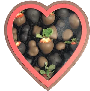 Heart Shaped Boxof Chocolate Covered Strawberries PNG Image