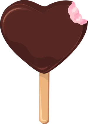 Heart Shaped Chocolate Ice Cream Popsicle Clipart PNG Image