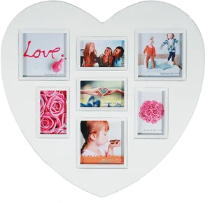 Heart Shaped Collage Photo Frame PNG Image