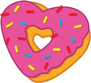 Heart Shaped Donut Illustration PNG Image