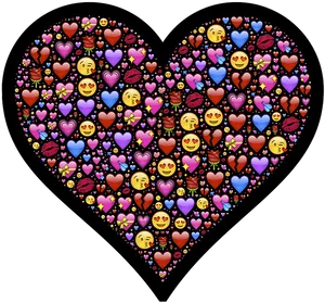 Heart Shaped Emoji Collage PNG Image