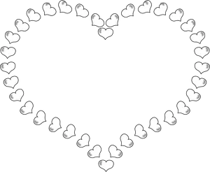 Heart Shaped Outline Black Background PNG Image