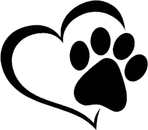 Heart Shaped Paw Outline PNG Image