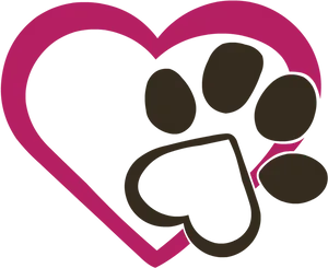 Heart Shaped Paw Print Graphic PNG Image