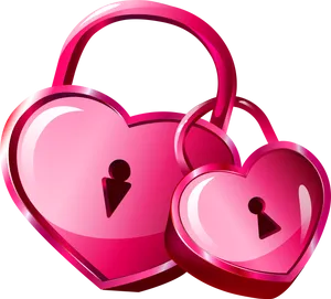 Heart Shaped Pink Padlocks PNG Image