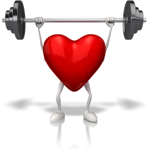 Heart Weightlifting Character PNG Image