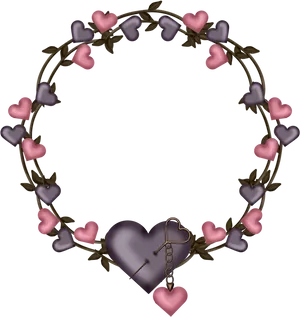 Heart Wreath Love Lock Graphic PNG Image