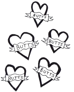 Hearts With Butts Banner Doodle PNG Image