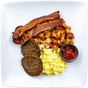 Hearty Traditional Breakfast Plate PNG Image