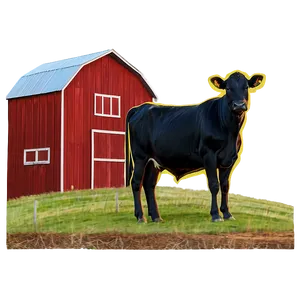 Heifer And Barn Scene Png 06282024 PNG Image