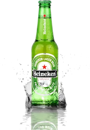 Heineken Bottle Splash PNG Image