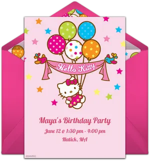 Hello Kitty Birthday Invitation Card PNG Image