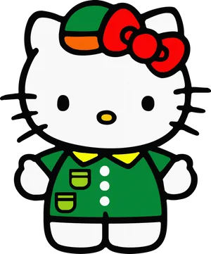 Hello Kitty Green Outfit PNG Image