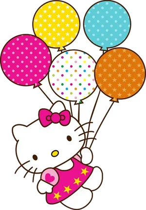 Hello Kitty With Balloons PNG Image