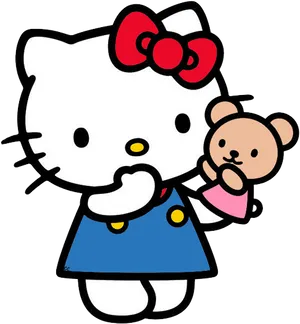 Hello Kitty With Teddy Bear PNG Image