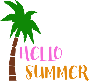 Hello Summer Palm Tree Clipart PNG Image