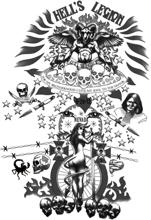 Hells Legion Biker Tattoo Design PNG Image