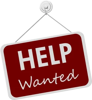 Help Wanted Sign Hanging PNG Image