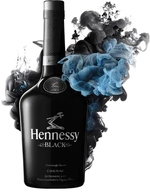 Hennessy Black Cognac Bottlewith Smoke PNG Image